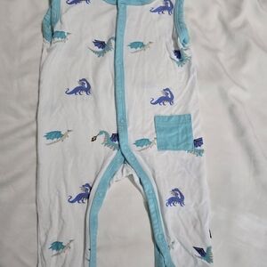 Kyte BABY Blue and White Dragon Romper